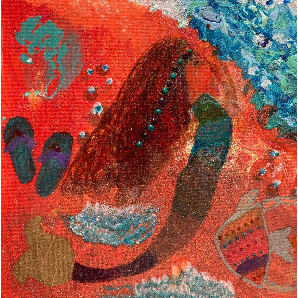 Adorable hand painted  “Mermaid Under The Sea” come swim with me!